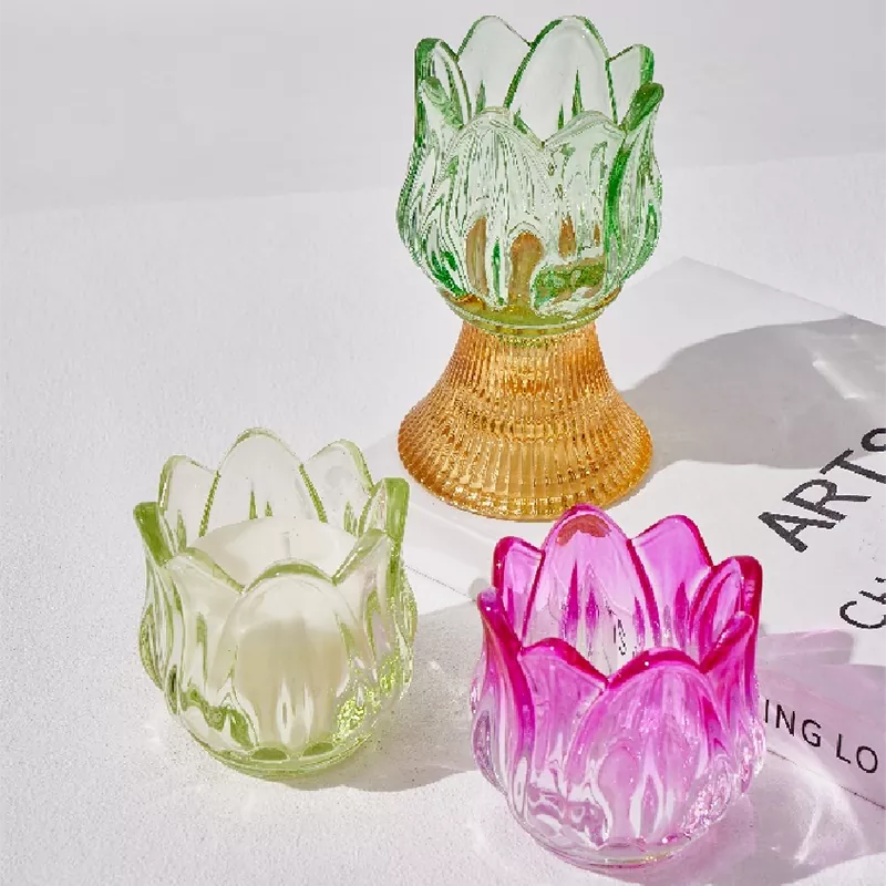 Renkli Merveilles Florales Cam Şamdan