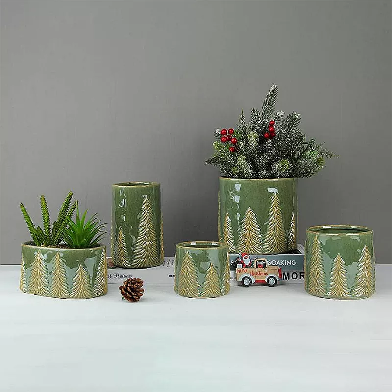 Kabartmalı Yılbaşı Çam Vazo