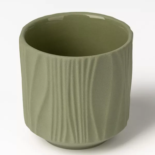 Dört Renkli Mat Dikey Desenli Seramik Mumluklar