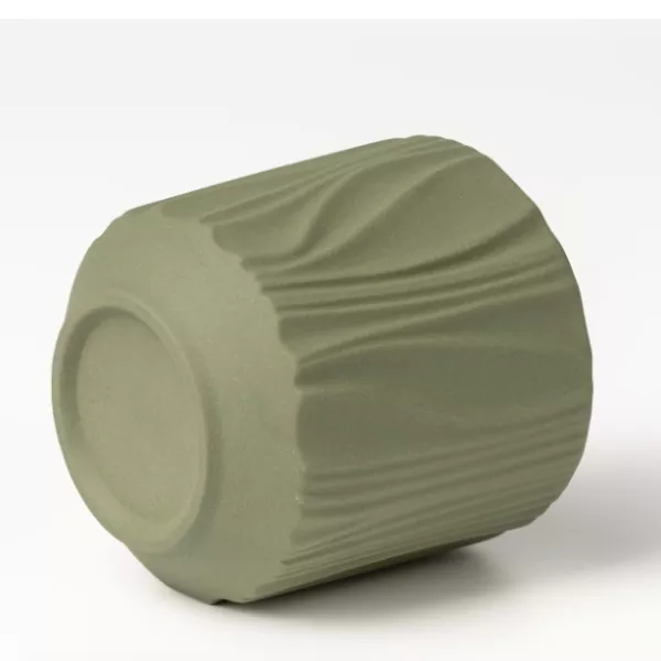 Dört Renkli Mat Dikey Desenli Seramik Mumluklar