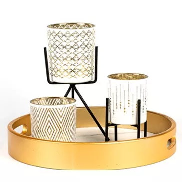 Lüks desen cam mum tutucu