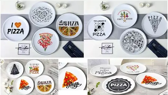 Pizza Temalı Seramik Tabak Seti